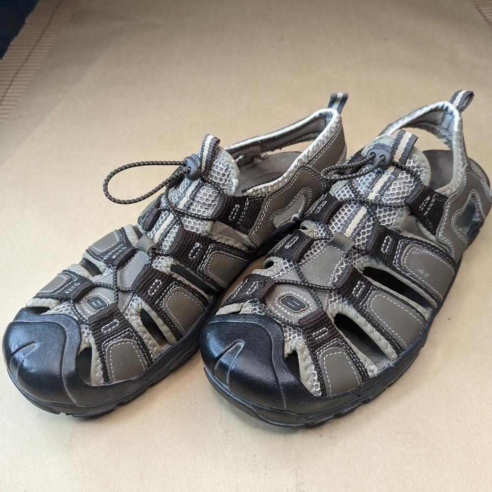 Skechers Men's Journeyman 50492 Brown/Tan Safari Water Shoes Hiking Sandals Sz 1